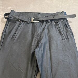 Women's Straight Leg Faux Leather Pants in Black